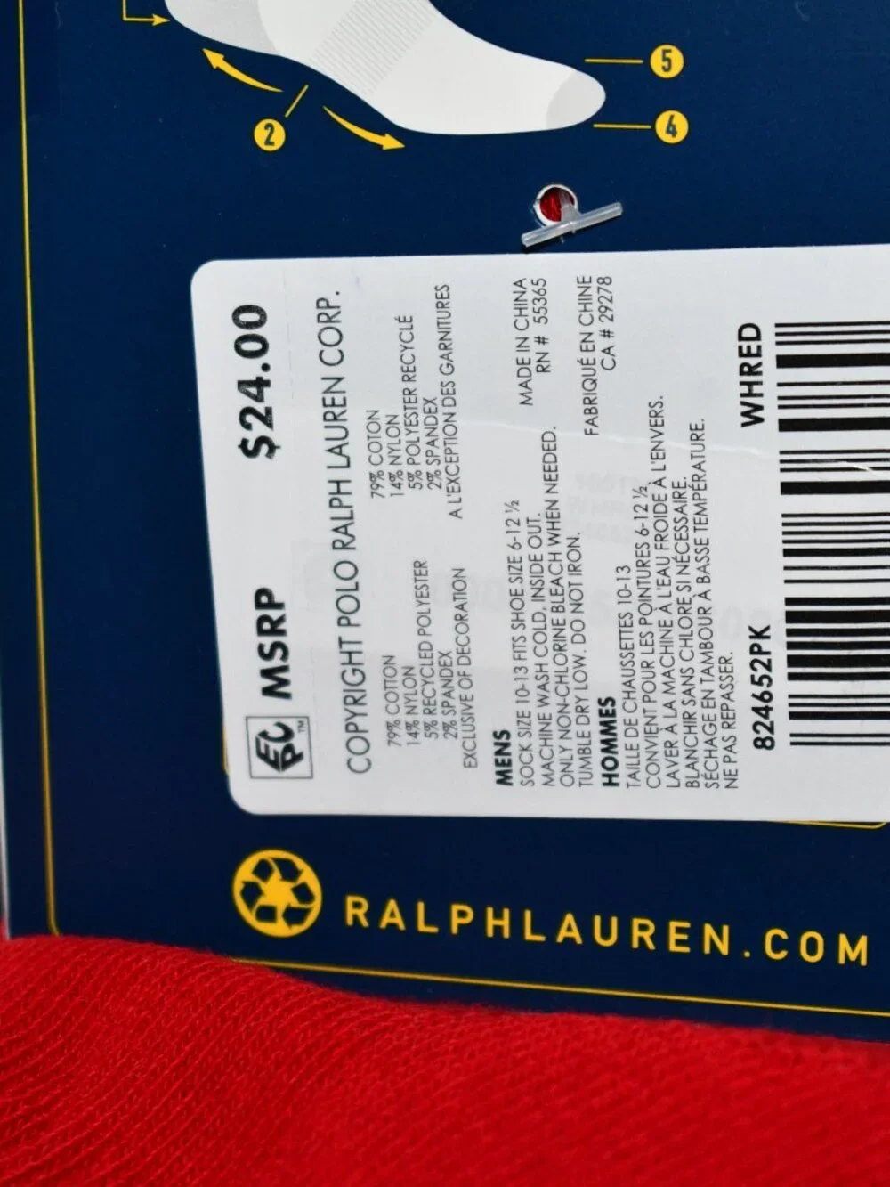Polo Ralph Lauren, this 3-pack of socks in Sash stripe detail #824652PK NWT